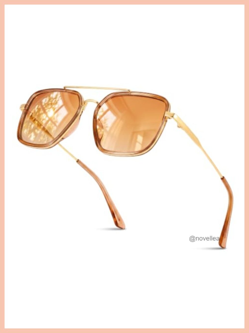 LVIOE Polarized Aviator Sunglasses Women Retro Square Metal Frame UV400